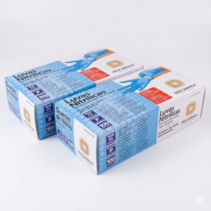 Luvas Descartáveis Antiderrapantes Nitrílicas Azul Descarpack, Tamanho P, Kit com 2 x 100 unidades