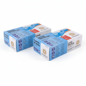 Luvas Descartáveis Antiderrapantes Nitrílicas Azul Descarpack, sem pó, tamanho G, Kit com 2 x 100 unidades