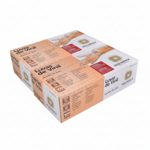 Luvas Vinil Descartáveis Transparente Descarpack, sem pó, tamanho G, kit com 2 x 100 unidades