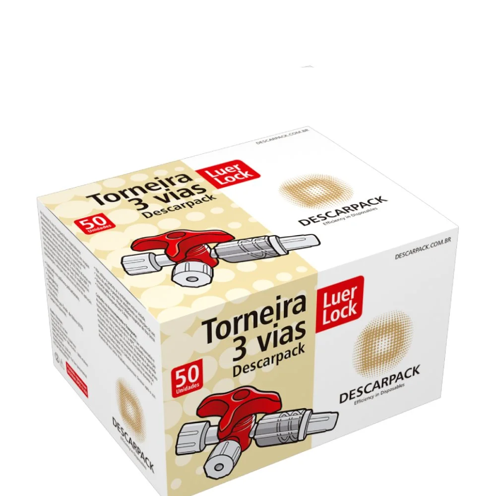 Torneirinha 3 vias Luer Lock Descarpack c/ 50 unidades - Imagem 2